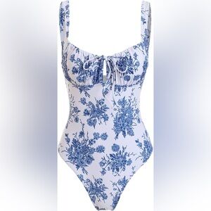 BERLOOK Tie Floral Sexy One-Piece Bathing Suits XL